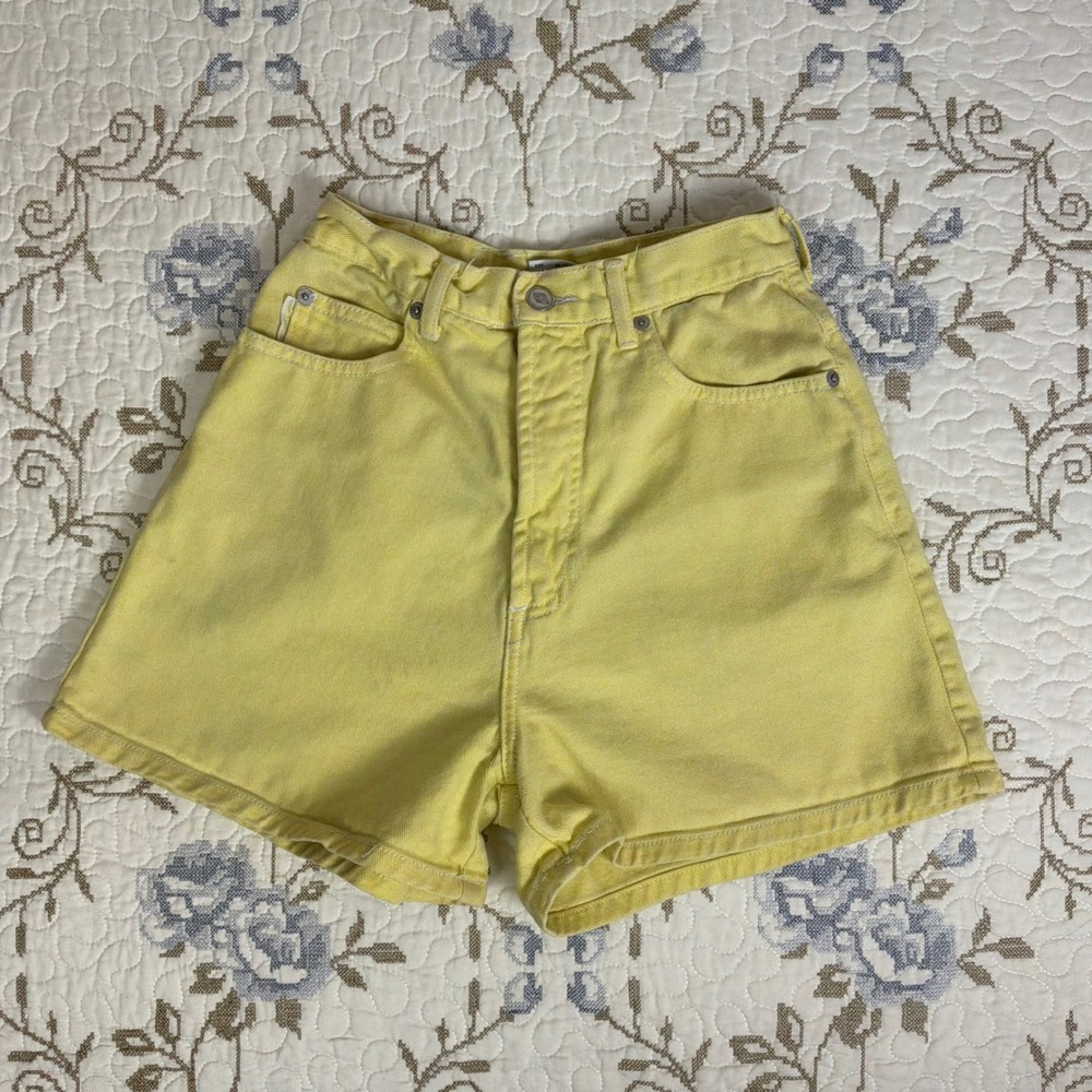 Bongo Denim Shorts Womens 5 Yellow Excellent Vintage 90s Made in USA